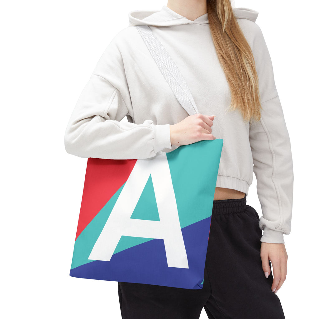 Monogram 'A' Colorblock Tote Bag — Personalized Initial A Shoulder Tote