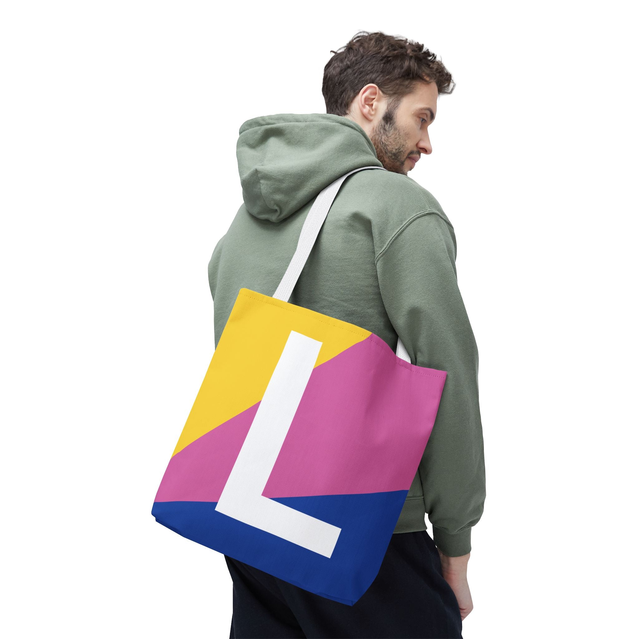 Monogram 'L' Colorblock Tote Bag — Personalized Initial L Shoulder Tote