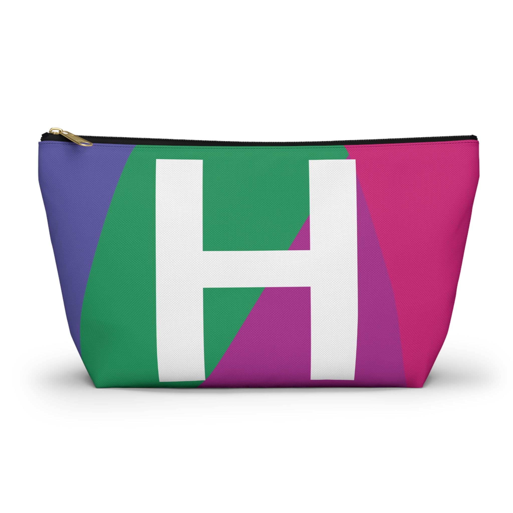 Initials Colorblock Accessory Pouch — Monogram H T-Bottom Cosmetic Bag
