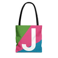 Monogram 'J' Colorblock Tote Bag — Personalized Initial J Shoulder Tote