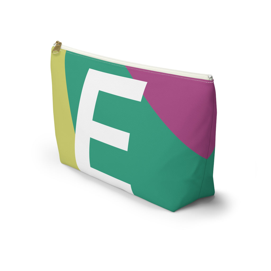 Initials Colorblock Accessory Pouch — Monogram E T-Bottom Cosmetic Bag