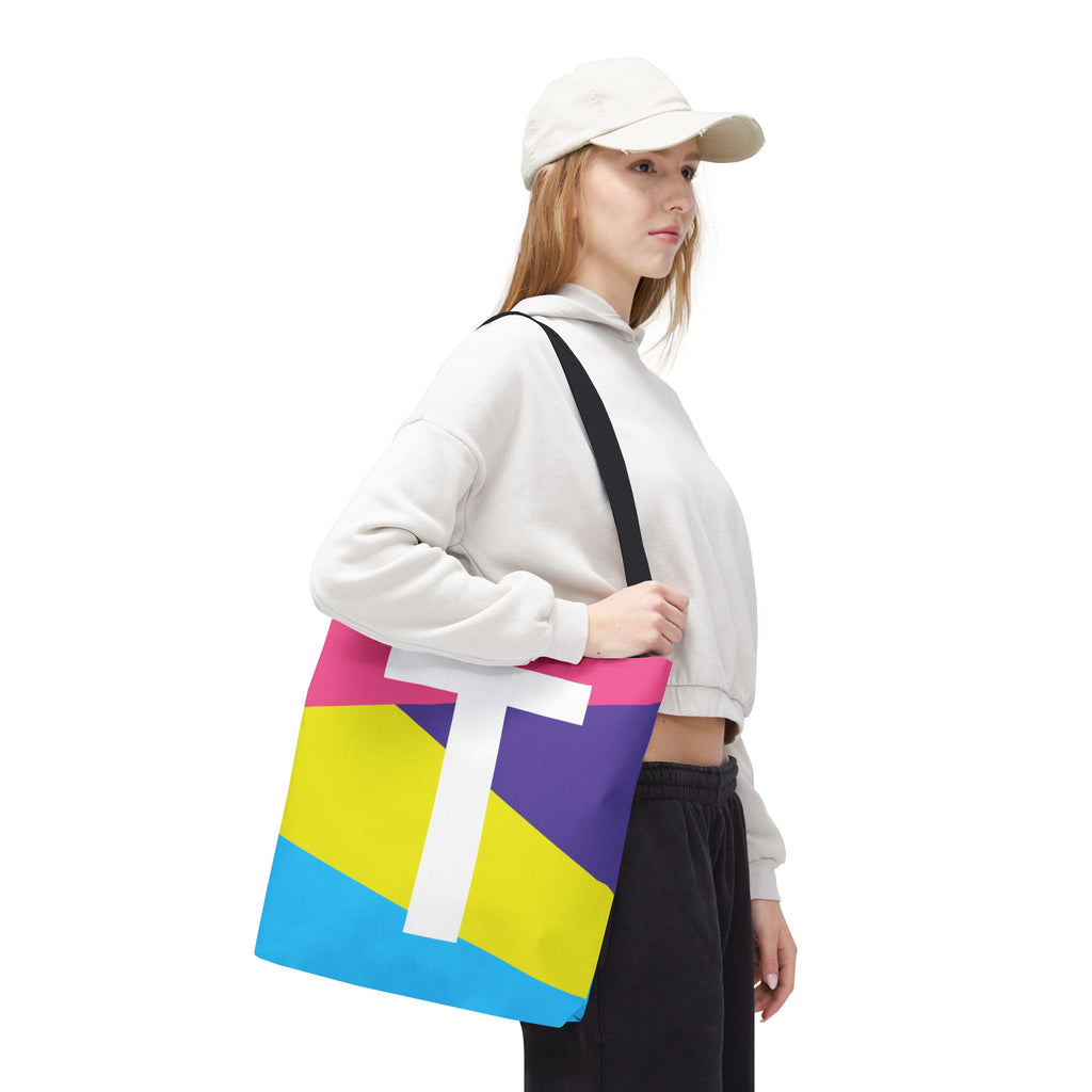 Monogram 'T' Colorblock Tote Bag — Personalized Initial T Shoulder Tote