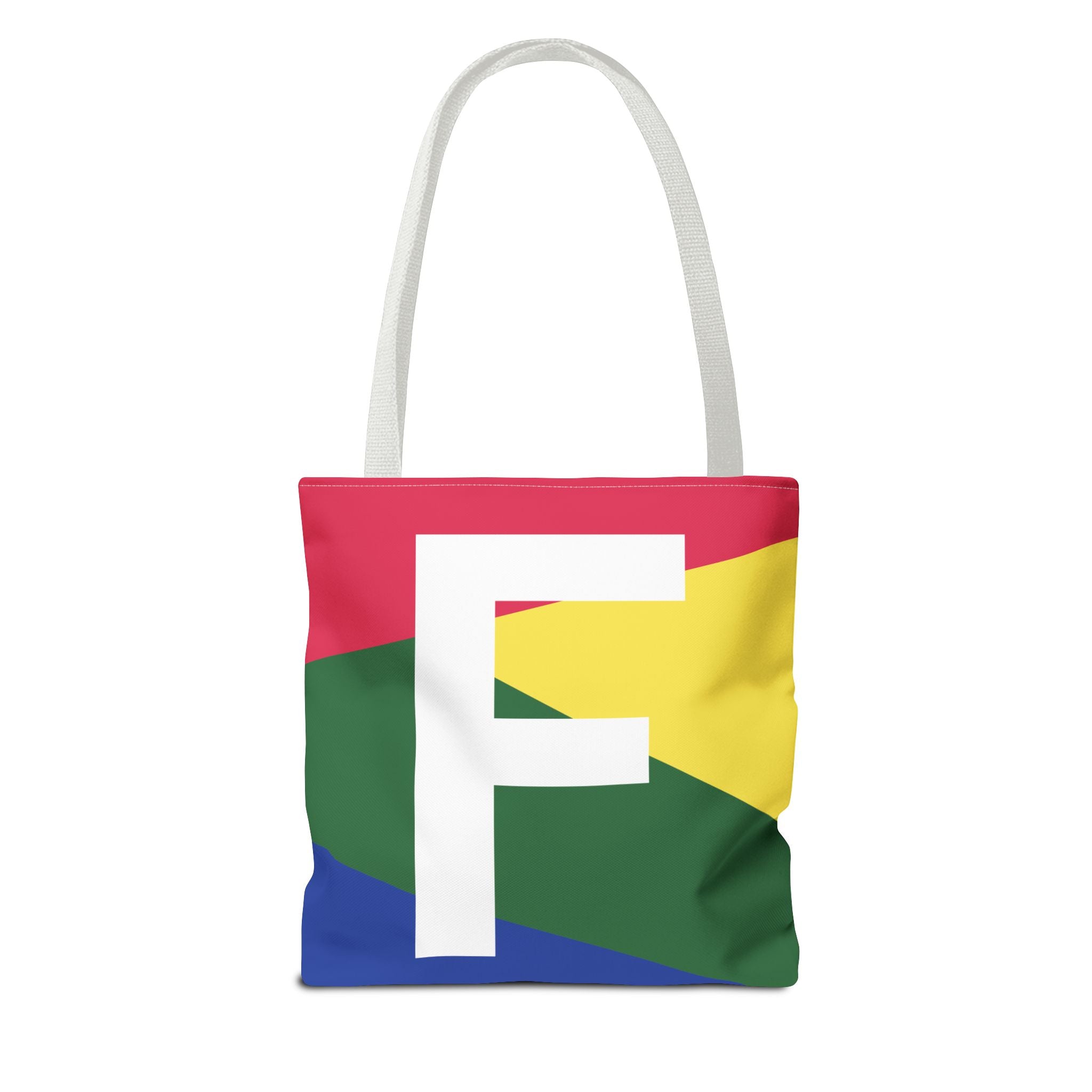 Monogram 'F' Colorblock Tote Bag — Personalized Initial F Shoulder Tote