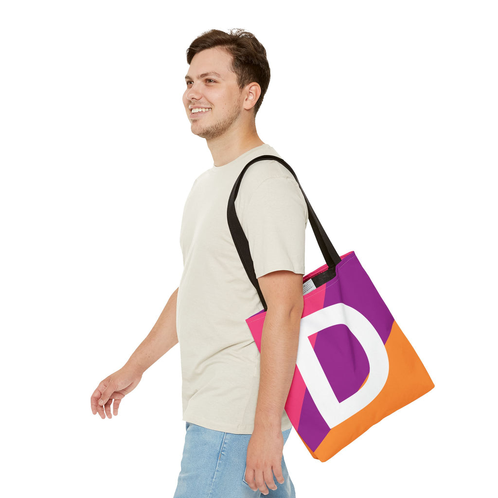 Monogram 'D' Colorblock Tote Bag — Personalized Initial D Shoulder Tote