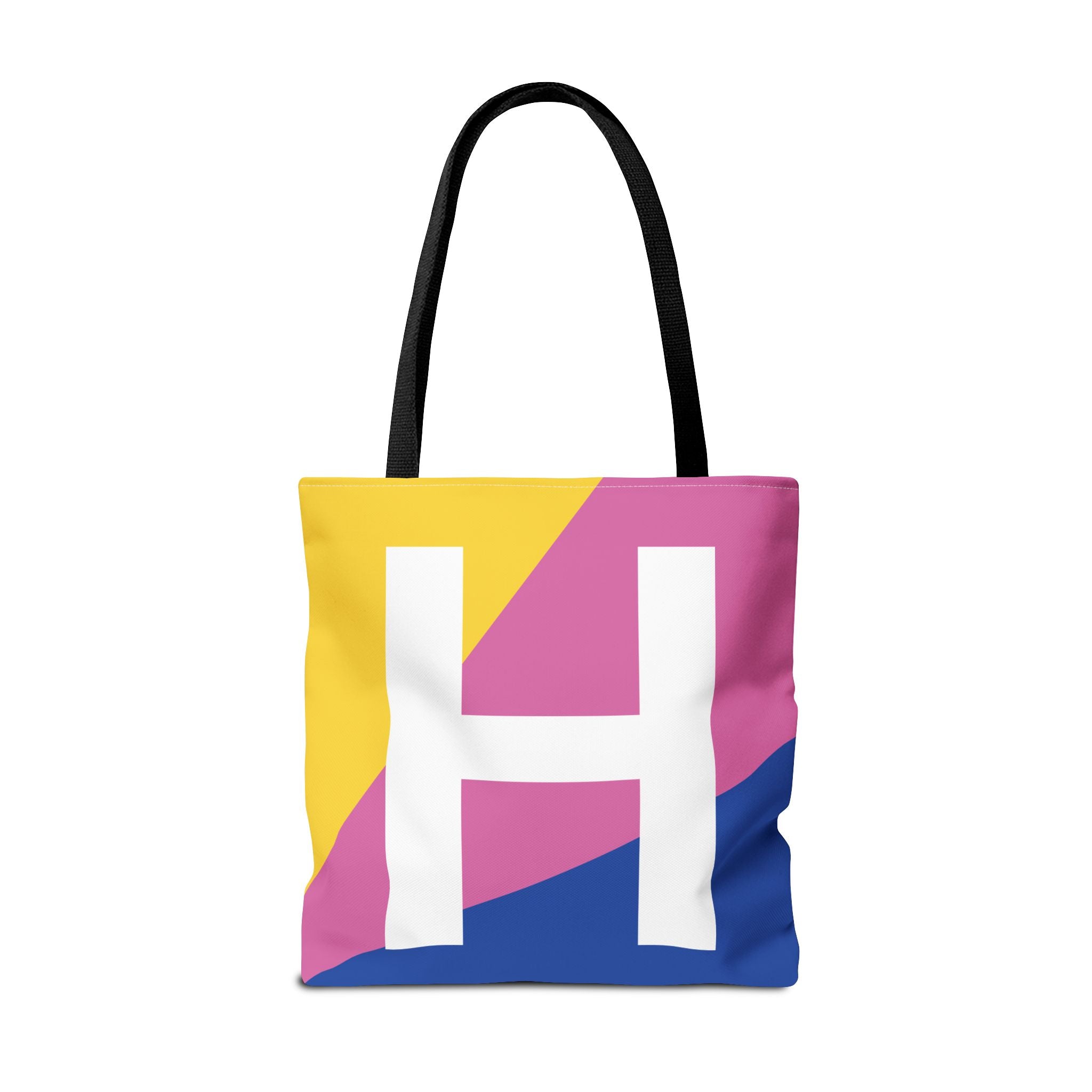 Monogram 'H' Colorblock Tote Bag — Personalized Initial H Shoulder Tote