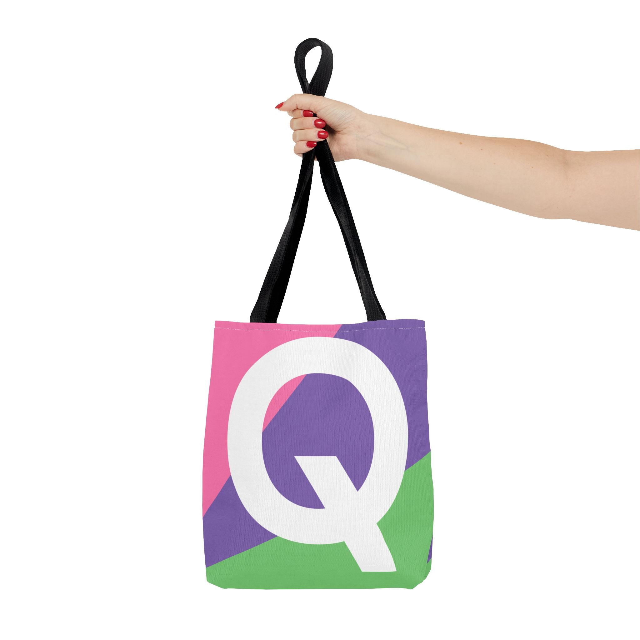 Monogram 'Q' Colorblock Tote Bag — Personalized Initial Q Shoulder Tote