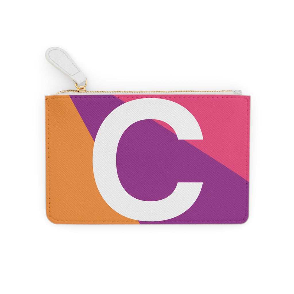 Initial C Mini Clutch — Colorblock Monogram Wristlet Wallet