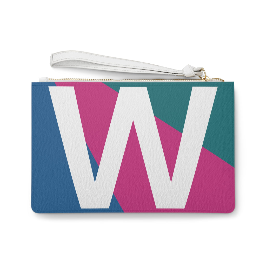 Monogram 'W' Colorblock Clutch Bag — Bold Geometric Wristlet for Everyday & Gifts