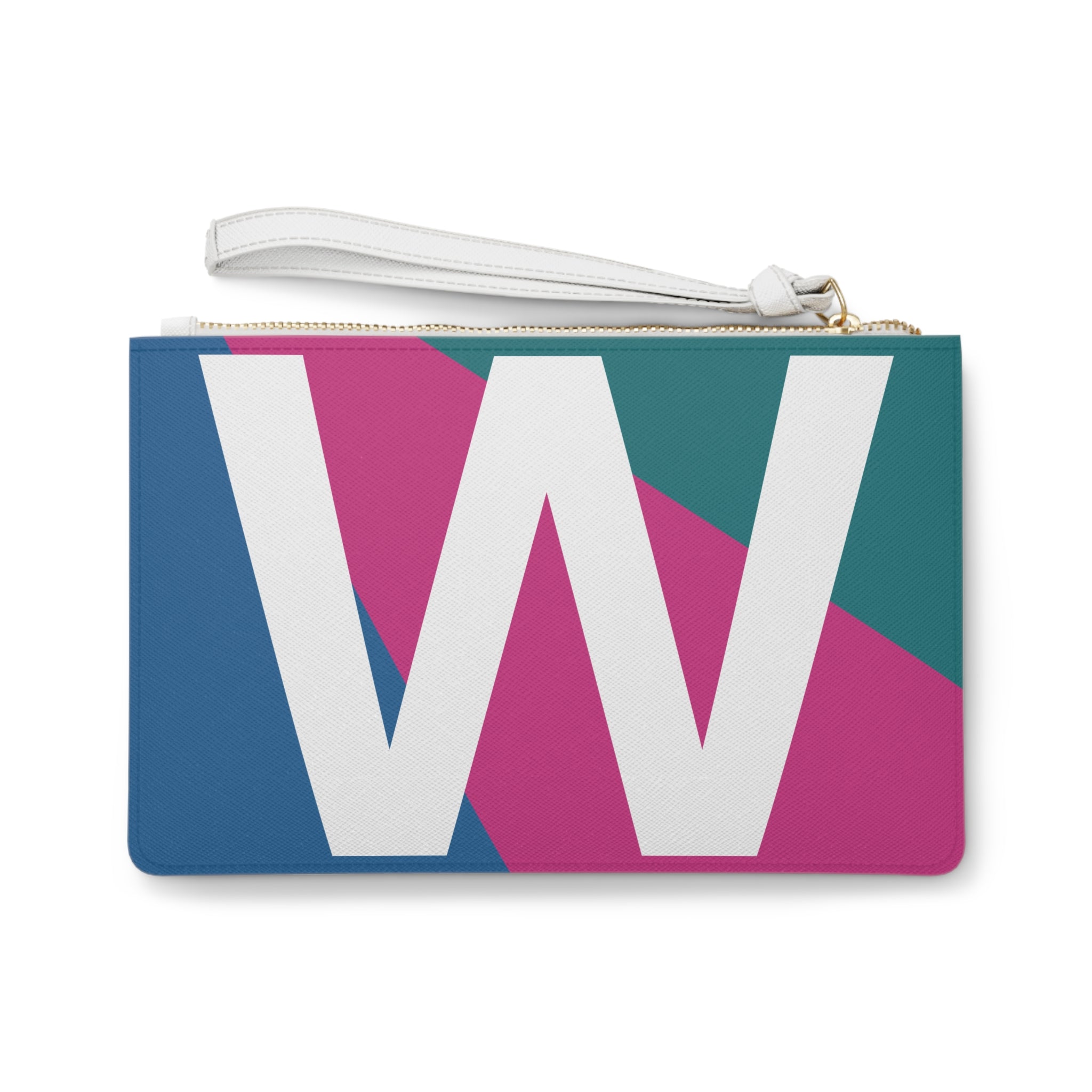 Monogram 'W' Colorblock Clutch Bag — Bold Geometric Wristlet for Everyday & Gifts