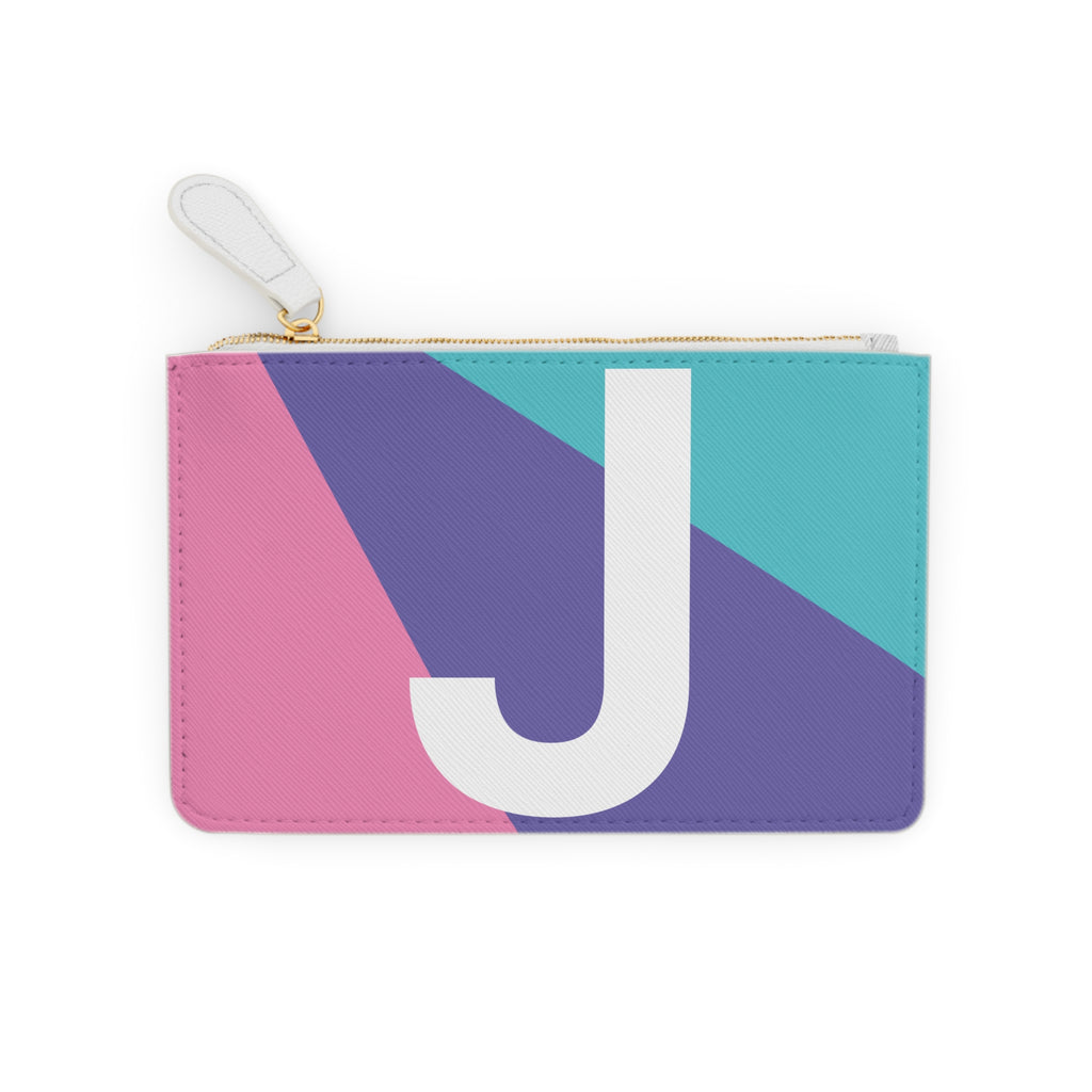 Initial J Mini Clutch — Colorblock Monogram Wristlet Wallet