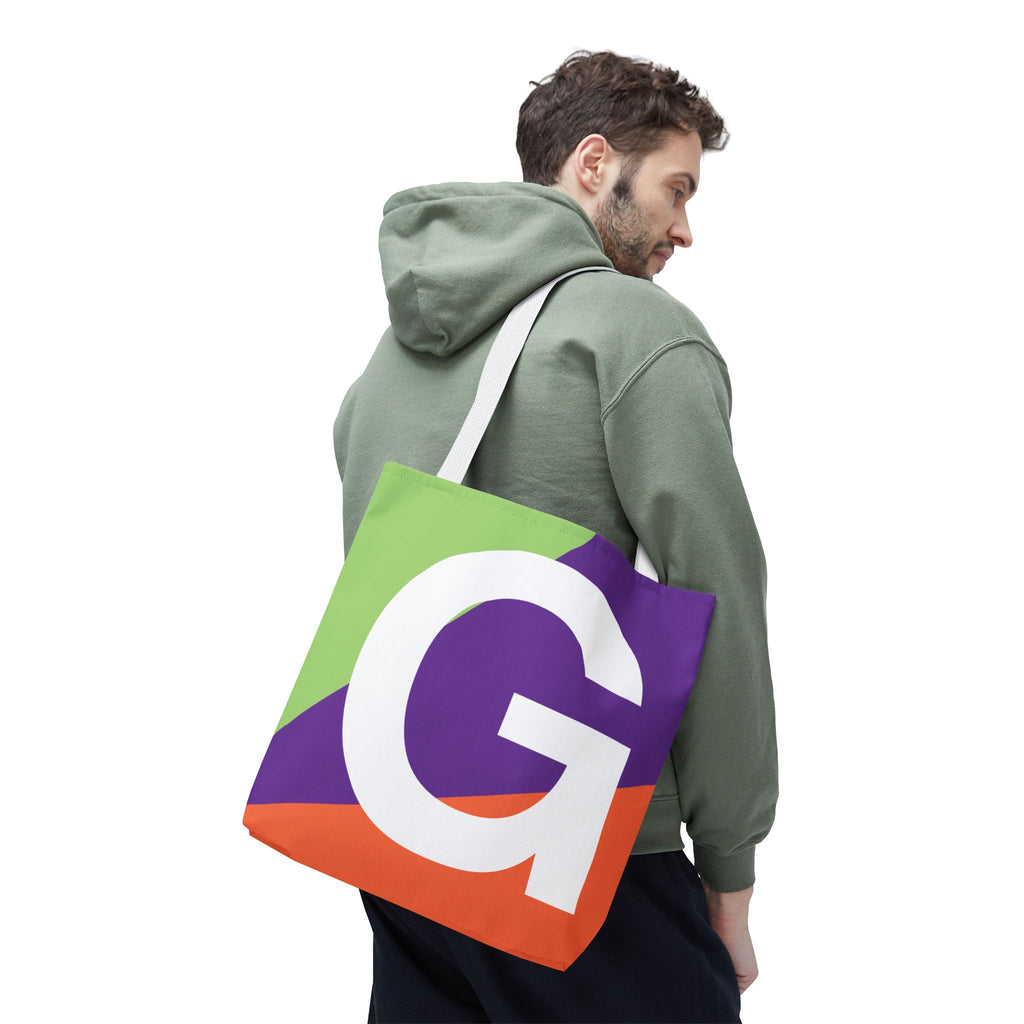 Monogram 'G' Colorblock Tote Bag — Personalized Initial G Shoulder Tote