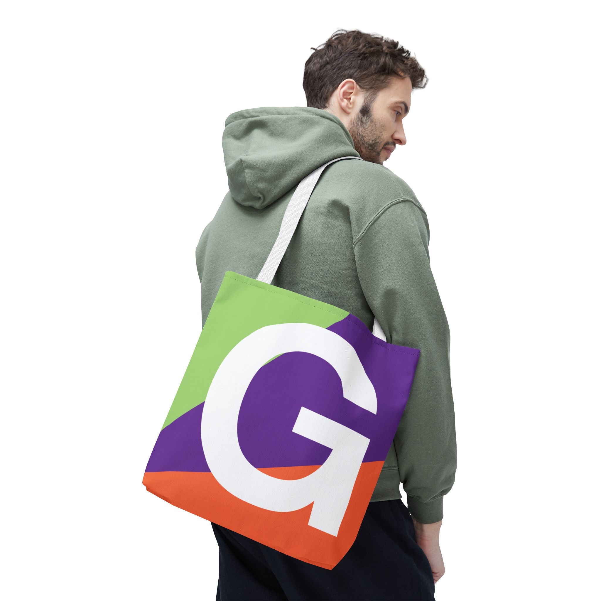 Monogram 'G' Colorblock Tote Bag — Personalized Initial G Shoulder Tote