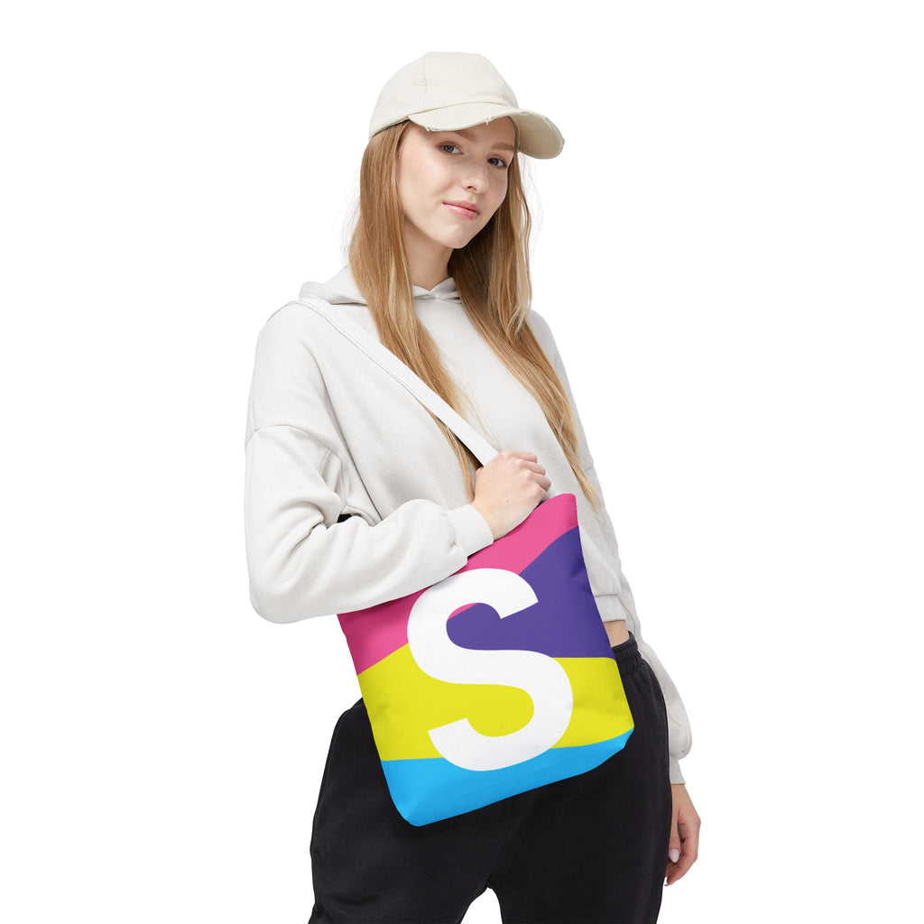 Monogram 'S' Colorblock Tote Bag — Personalized Initial S Shoulder Tote