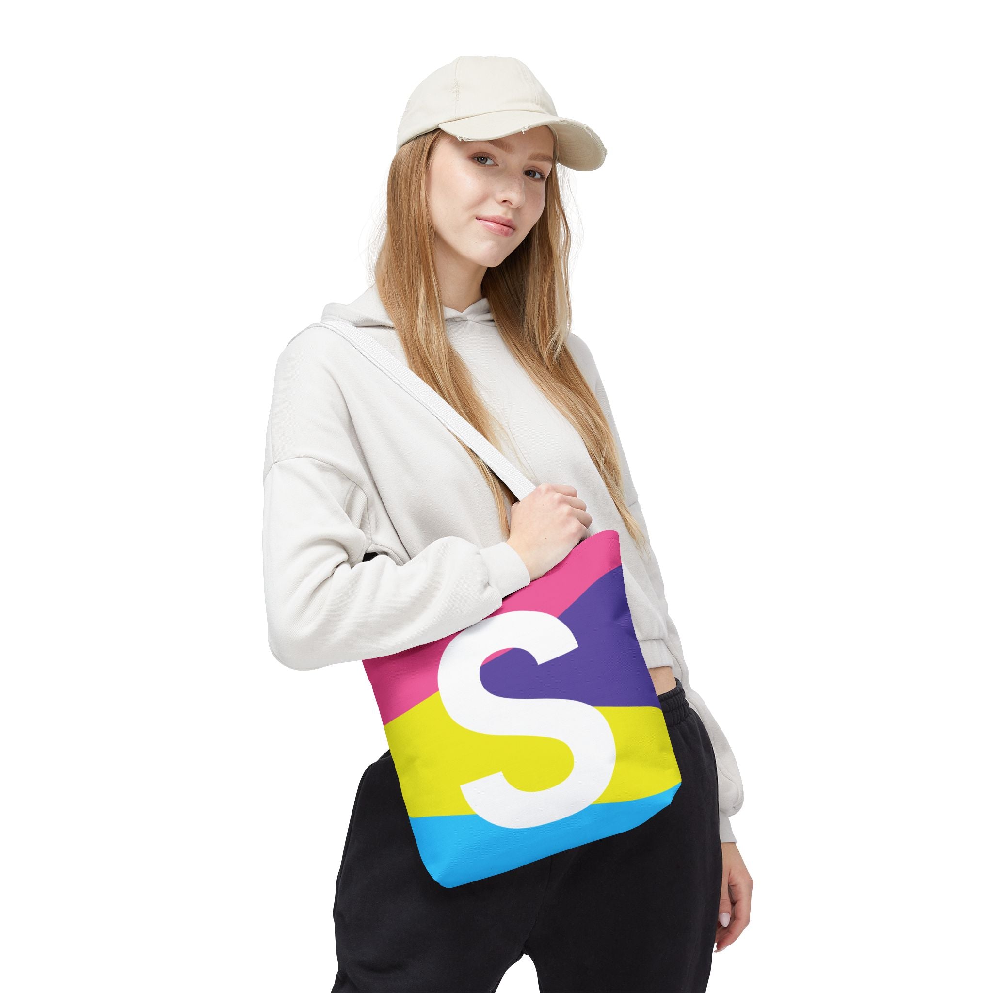 Monogram 'S' Colorblock Tote Bag — Personalized Initial S Shoulder Tote