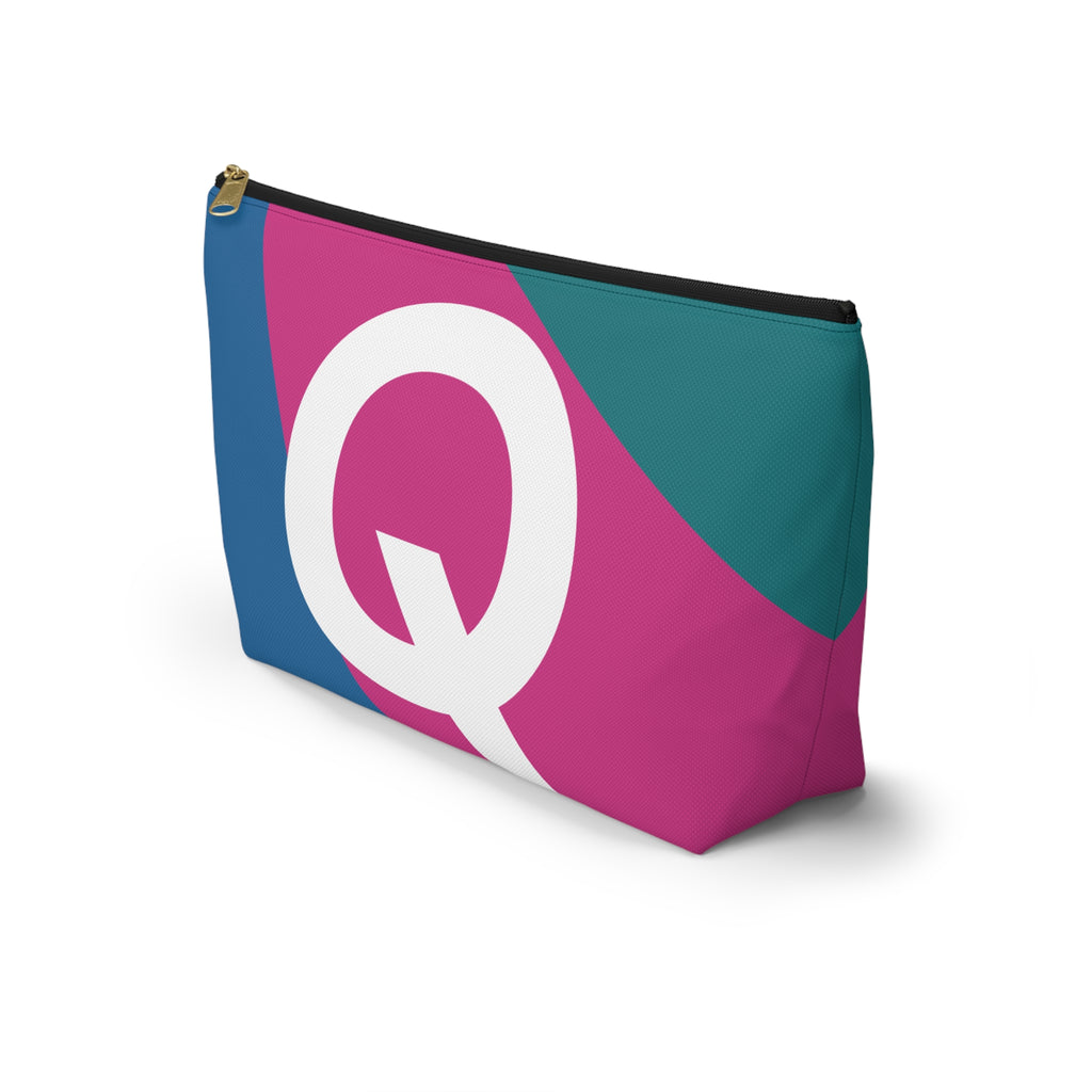 Initials Colorblock Accessory Pouch — Monogram Q T-Bottom Cosmetic Bag