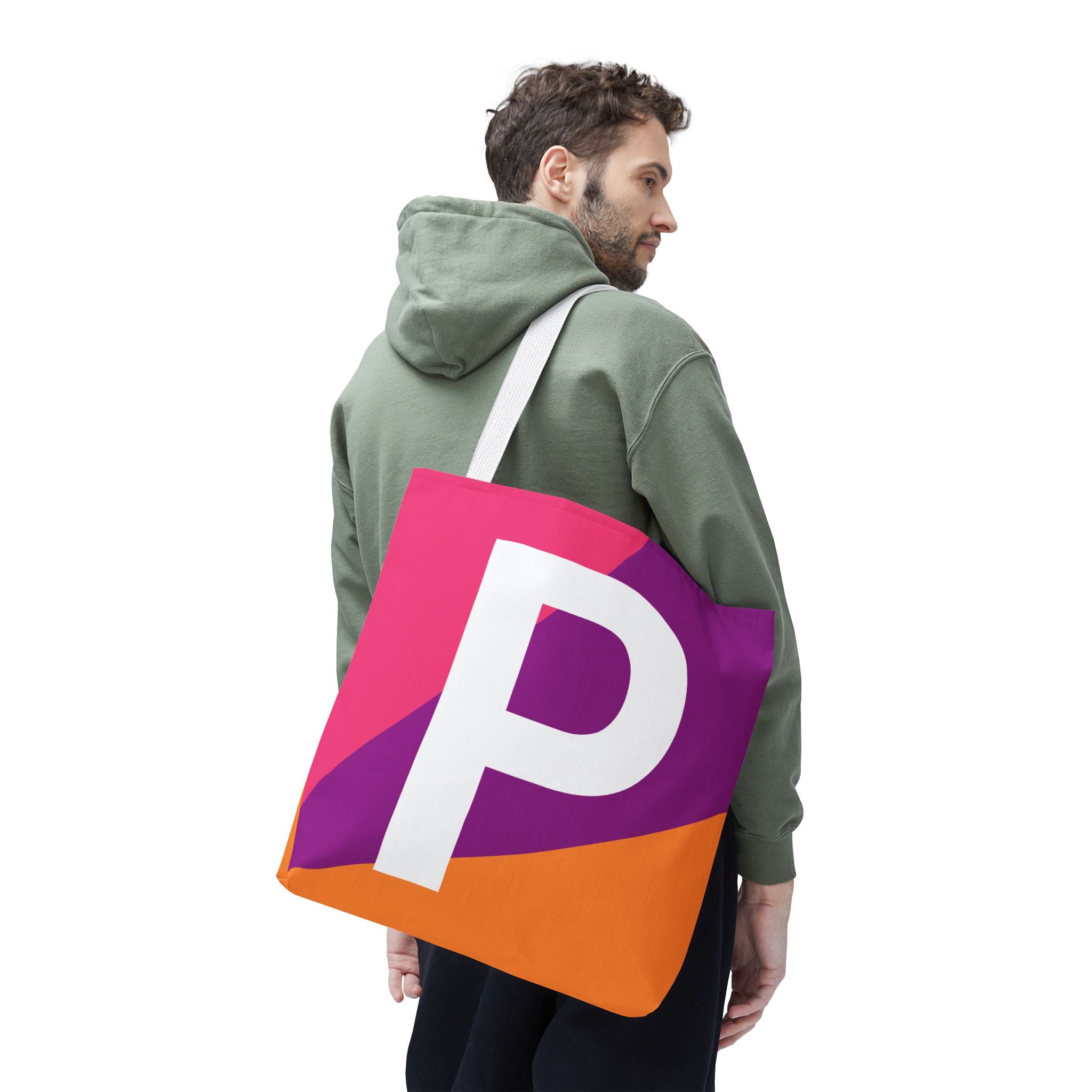 Monogram 'P' Colorblock Tote Bag — Personalized Initial P Shoulder Tote