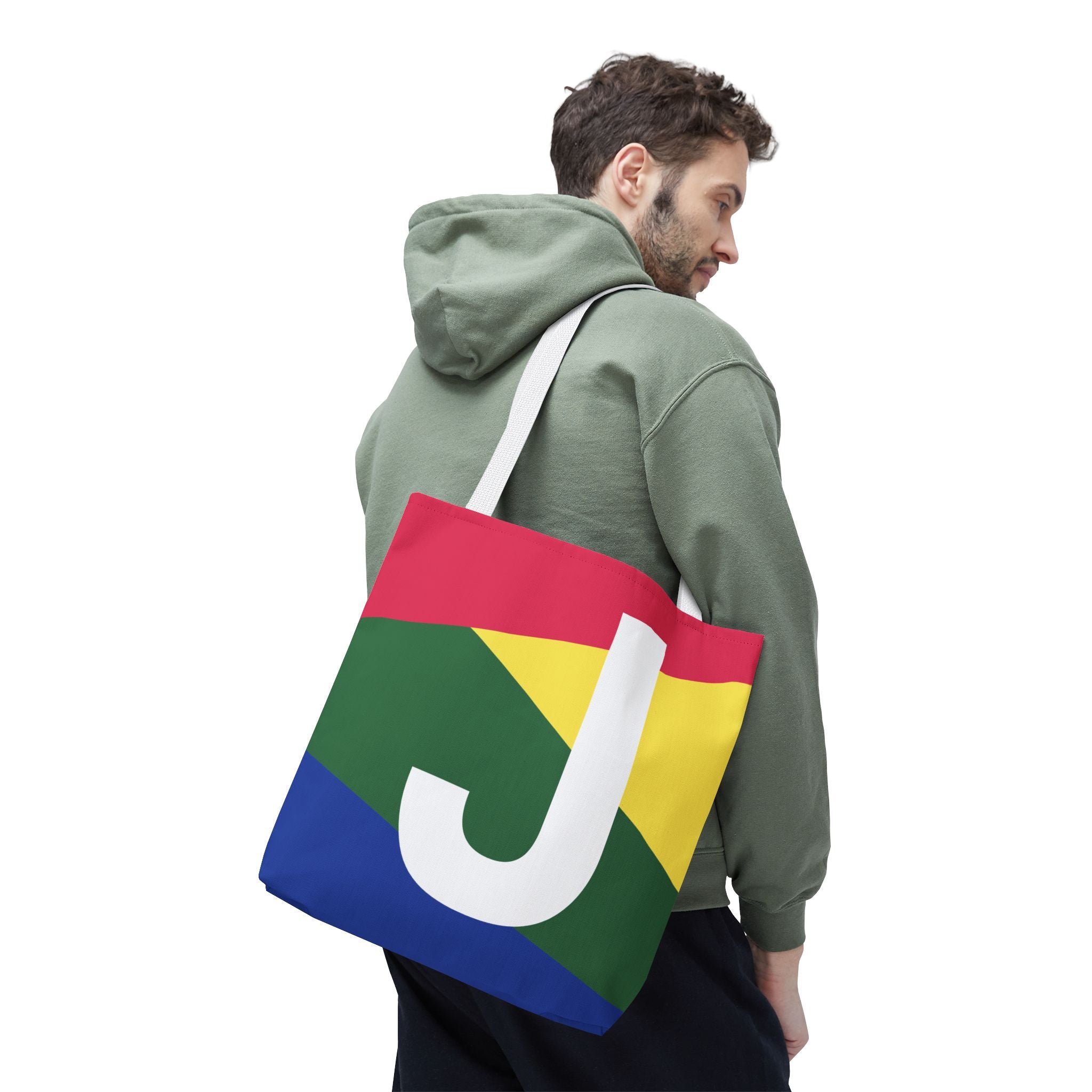 Monogram 'J' Colorblock Tote Bag — Personalized Initial J Shoulder Tote