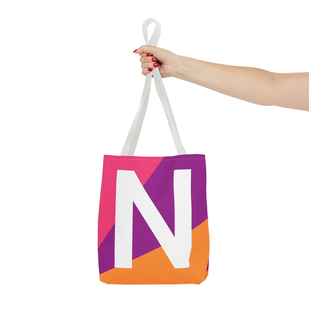Monogram 'N' Colorblock Tote Bag — Personalized Initial N Shoulder Tote