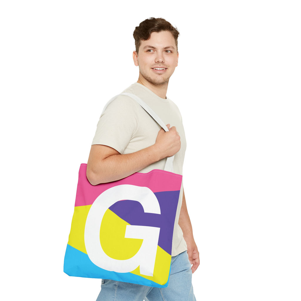 Monogram 'G' Colorblock Tote Bag — Personalized Initial G Shoulder Tote