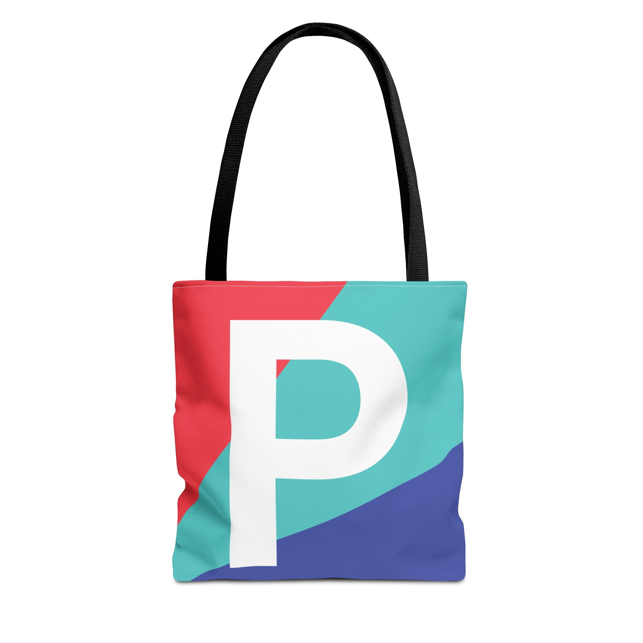 Monogram 'P' Colorblock Tote Bag — Personalized Initial P Shoulder Tote