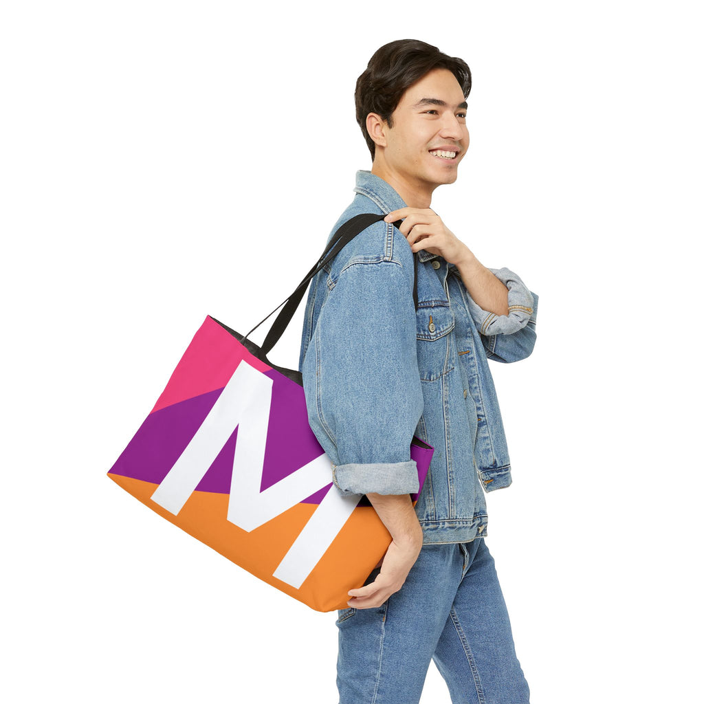 Personalized 'M' Colorblock Tote Bag — Monogram Weekender Tote
