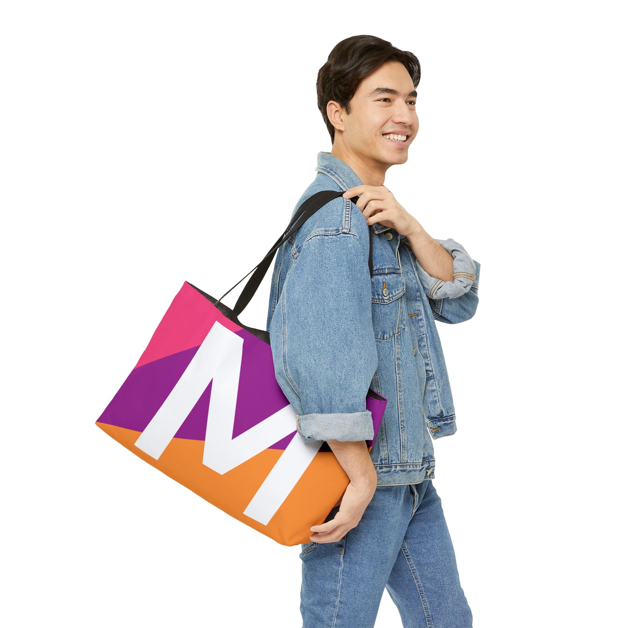 Personalized 'M' Colorblock Tote Bag — Monogram Weekender Tote