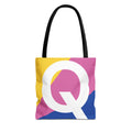 Monogram 'Q' Colorblock Tote Bag — Personalized Initial Q Shoulder Tote
