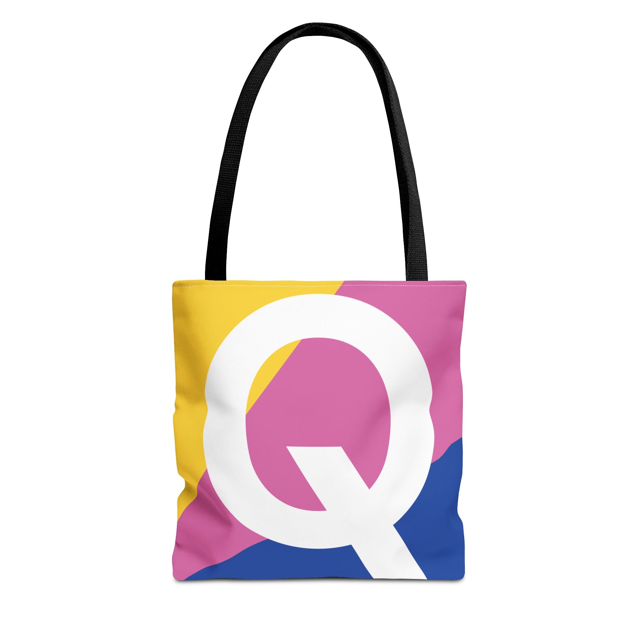 Monogram 'Q' Colorblock Tote Bag — Personalized Initial Q Shoulder Tote