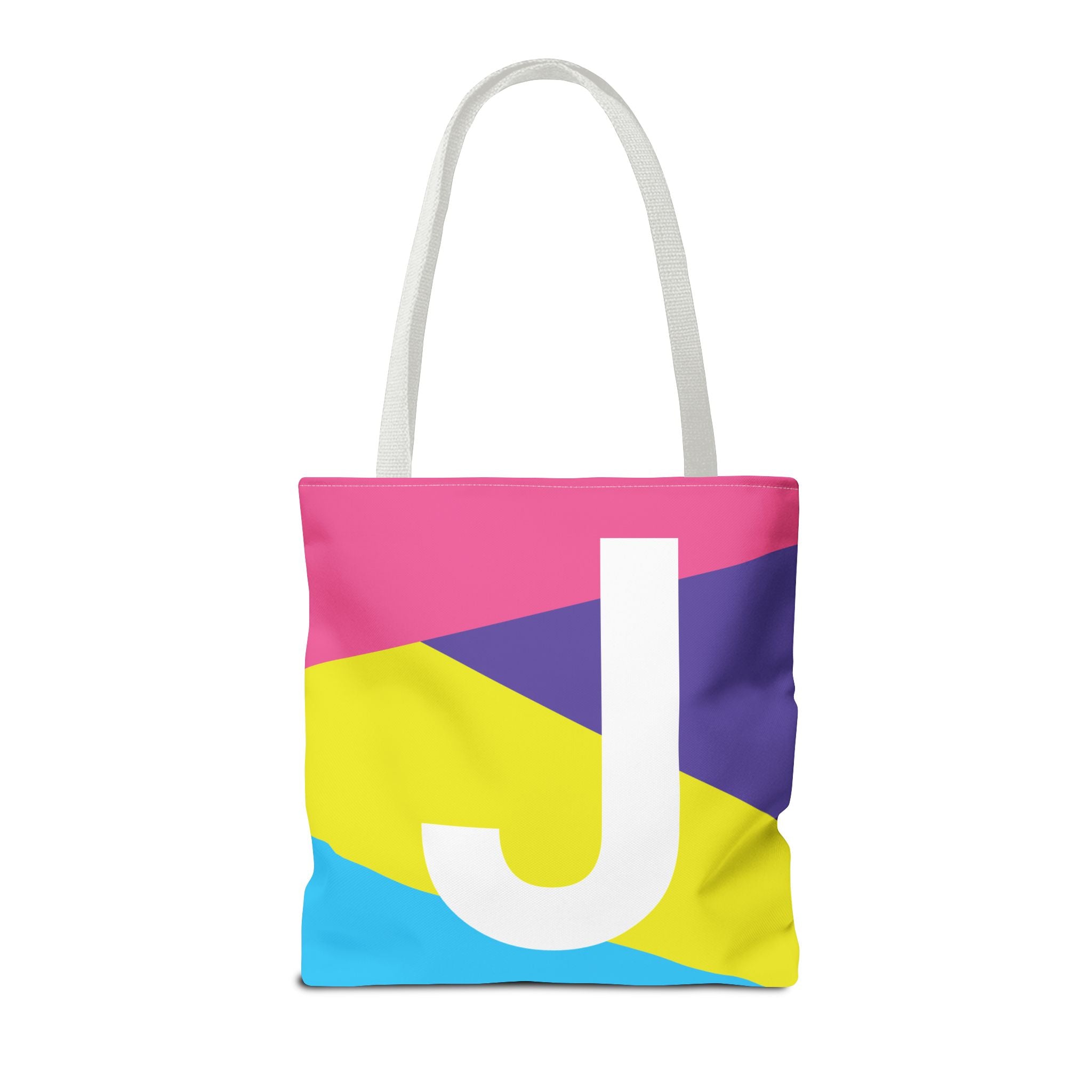 Monogram 'J' Colorblock Tote Bag — Personalized Initial J Shoulder Tote