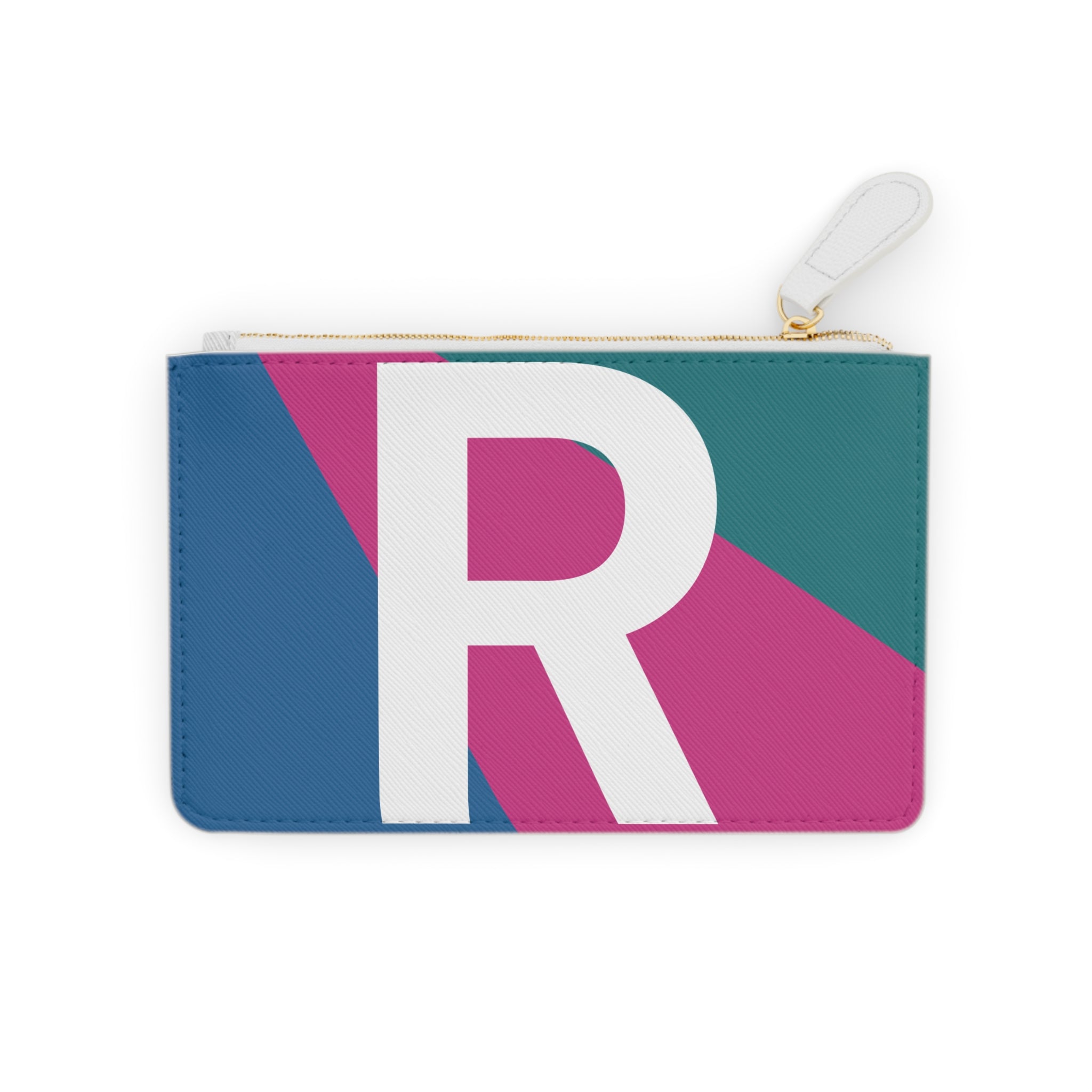 Initial R Mini Clutch — Colorblock Monogram Wristlet Wallet