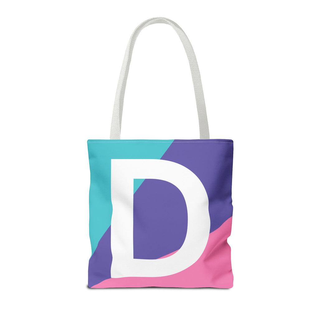 Monogram 'D' Colorblock Tote Bag — Personalized Initial D Shoulder Tote