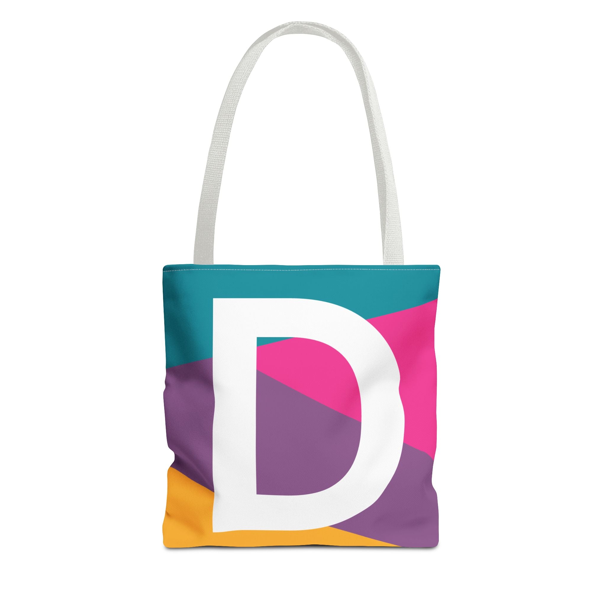 Monogram 'D' Colorblock Tote Bag — Personalized Initial D Shoulder Tote
