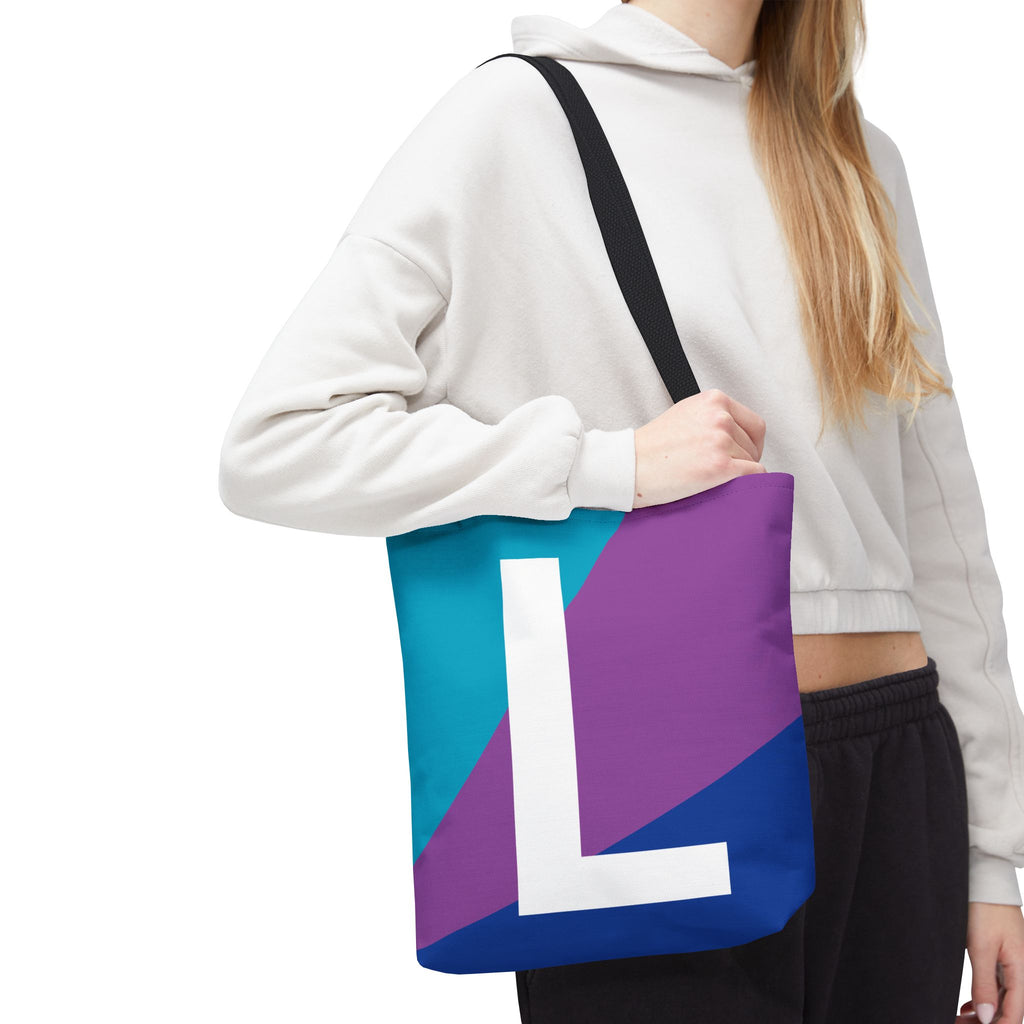 Monogram 'L' Colorblock Tote Bag — Personalized Initial L Shoulder Tote