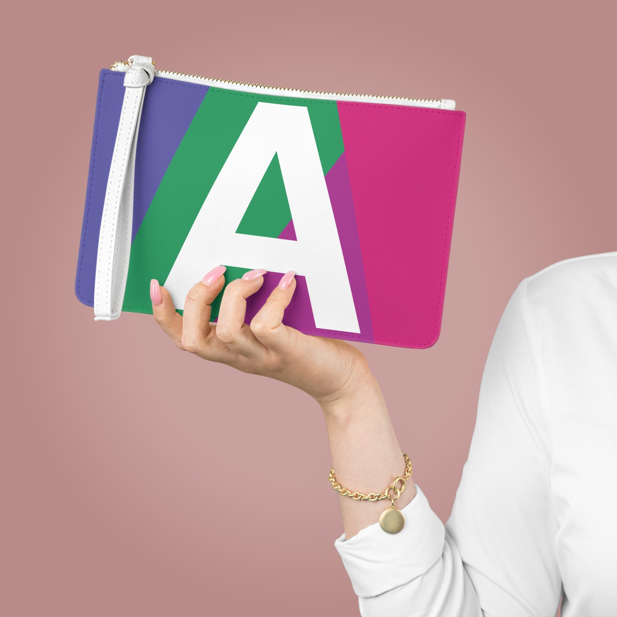 Monogram 'A' Colorblock Clutch Bag — Bold Geometric Wristlet for Everyday & Gifts