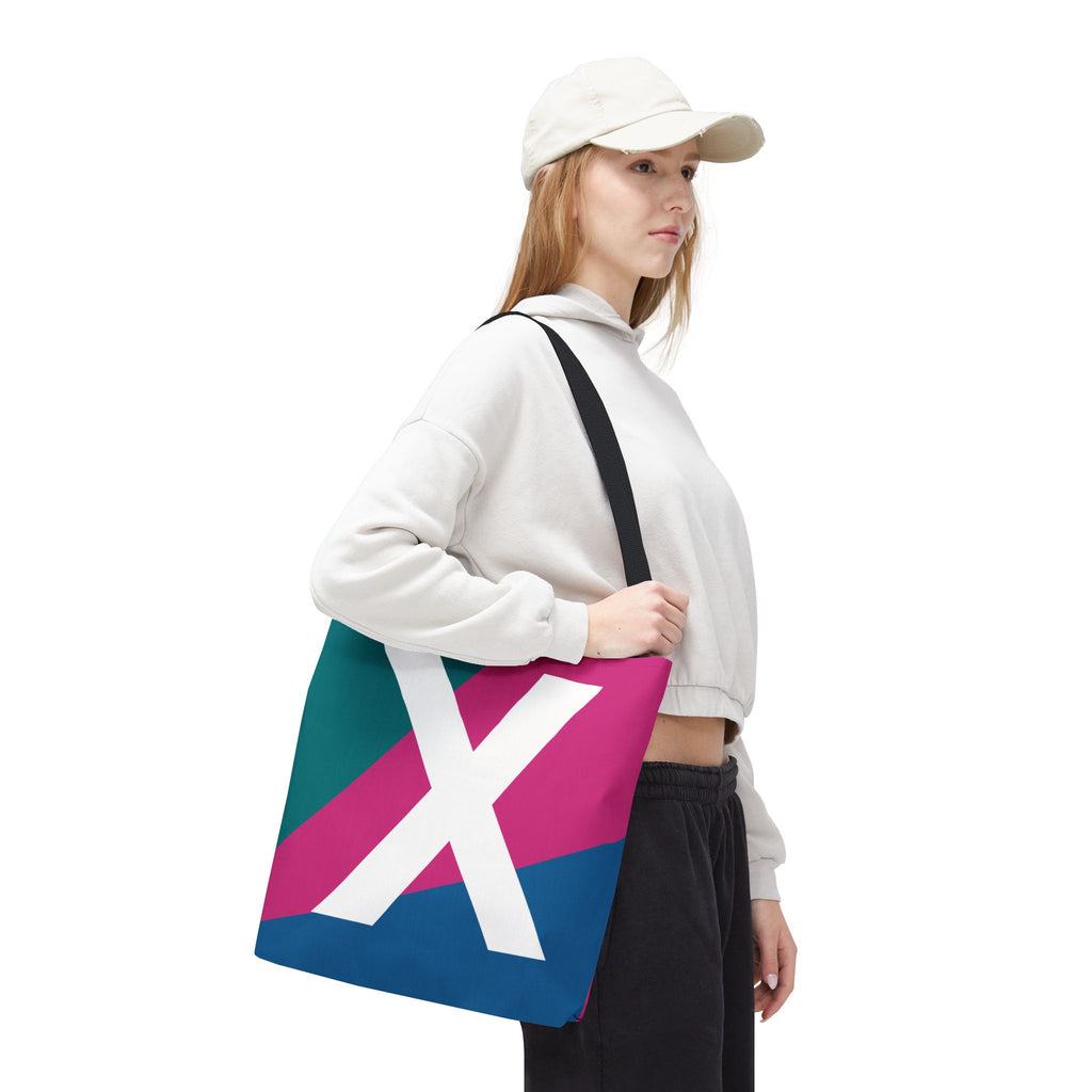 Monogram 'X' Colorblock Tote Bag — Personalized Initial X Shoulder Tote