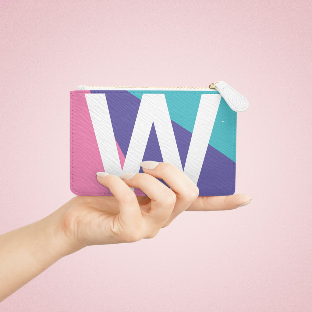 Initial W Mini Clutch — Colorblock Monogram Wristlet Wallet