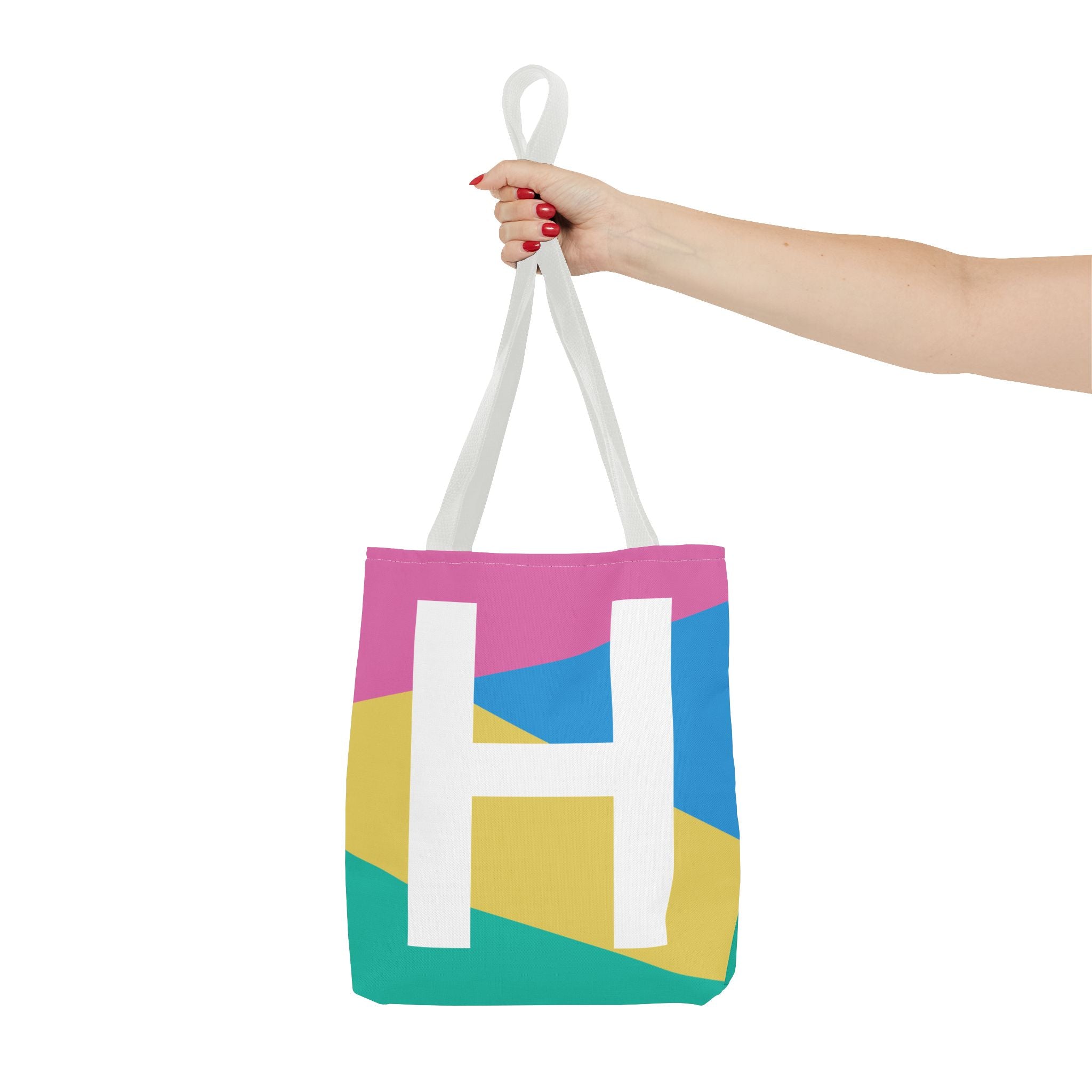 Monogram 'H' Colorblock Tote Bag — Personalized Initial H Shoulder Tote
