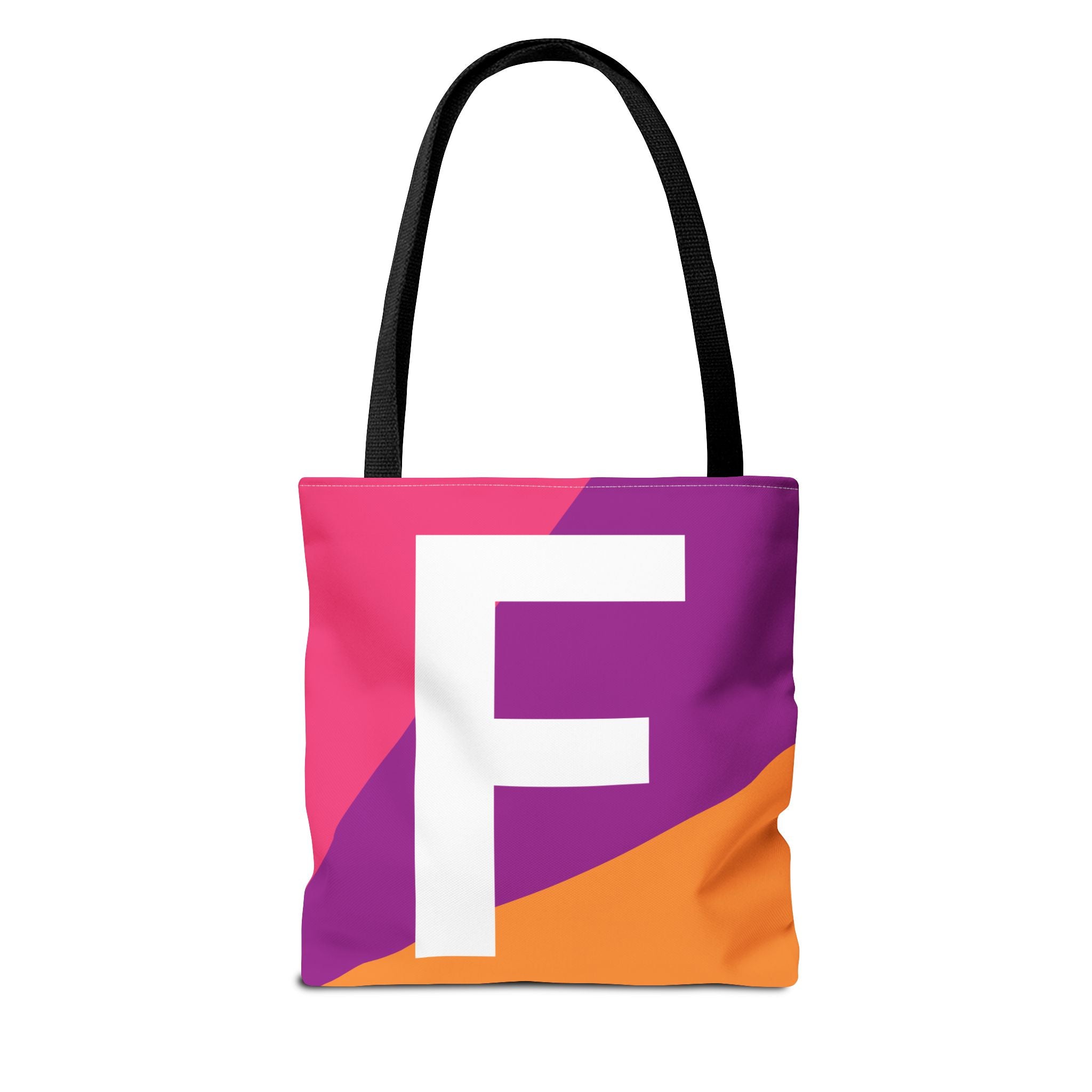 Monogram 'F' Colorblock Tote Bag — Personalized Initial F Shoulder Tote