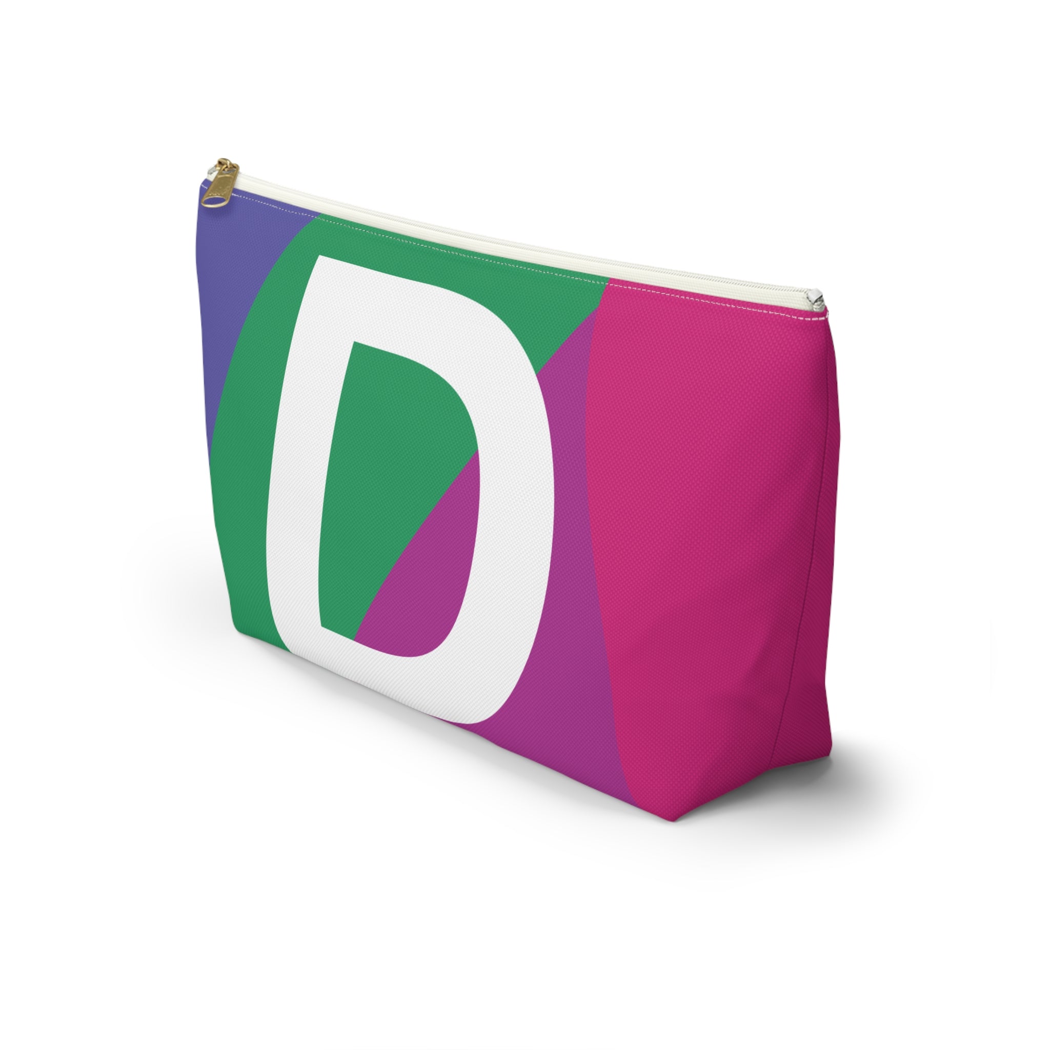 Initials Colorblock Accessory Pouch — Monogram D T-Bottom Cosmetic Bag