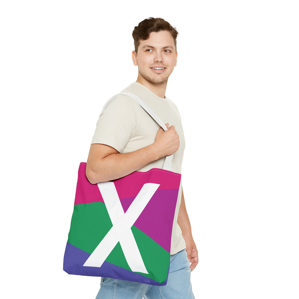 Monogram 'X' Colorblock Tote Bag — Personalized Initial X Shoulder Tote
