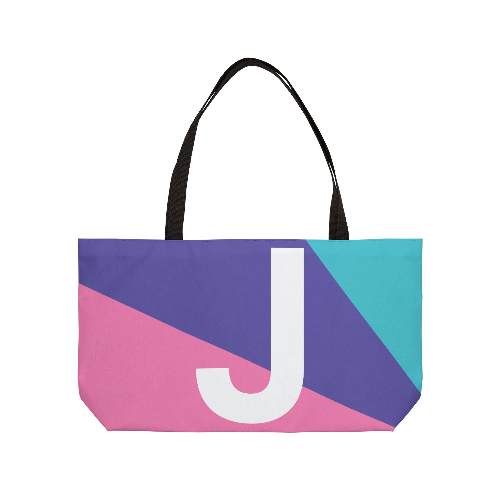 Personalized 'J' Colorblock Tote Bag — Monogram Weekender Tote