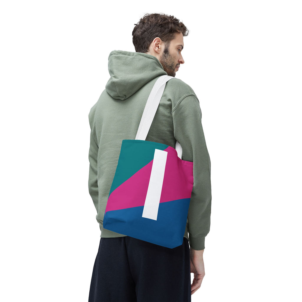 Monogram 'I' Colorblock Tote Bag — Personalized Initial I Shoulder Tote