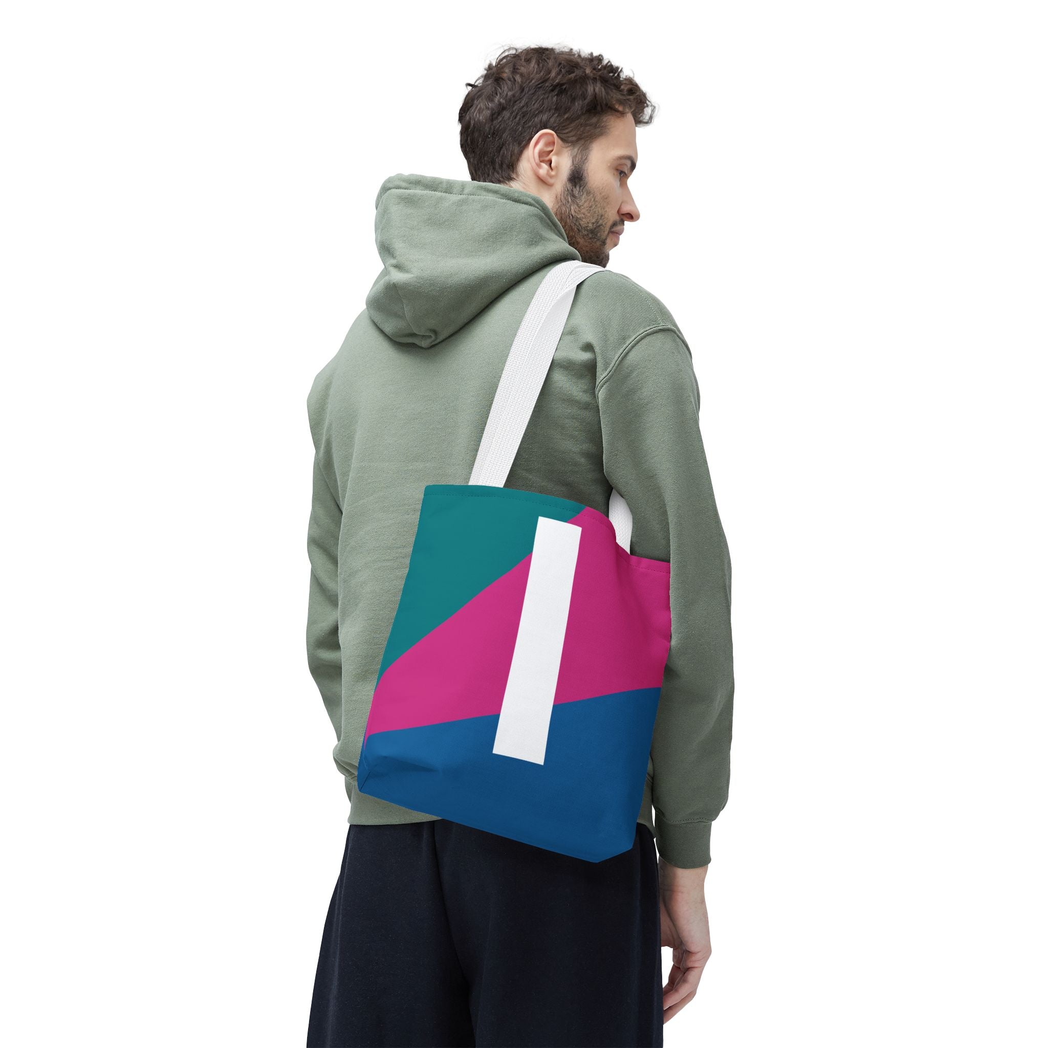 Monogram 'I' Colorblock Tote Bag — Personalized Initial I Shoulder Tote