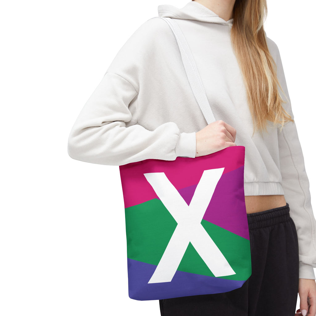 Monogram 'X' Colorblock Tote Bag — Personalized Initial X Shoulder Tote