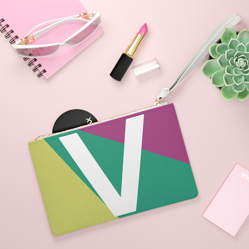 Monogram 'V' Colorblock Clutch Bag — Bold Geometric Wristlet for Everyday & Gifts