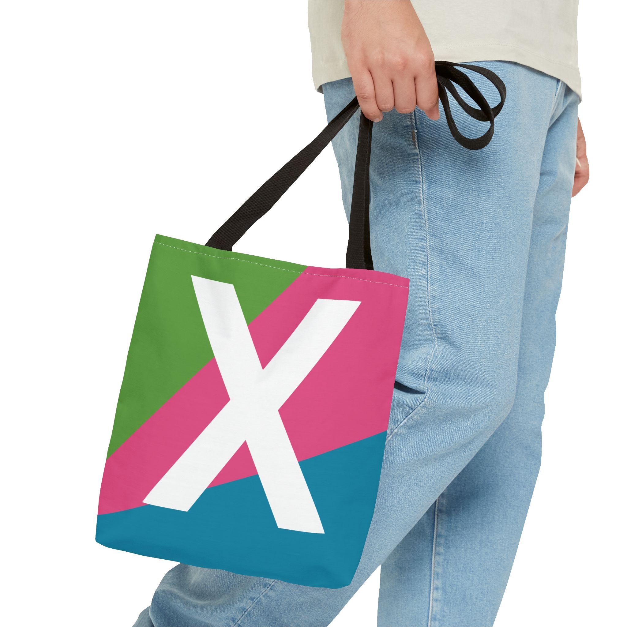 Monogram 'X' Colorblock Tote Bag — Personalized Initial X Shoulder Tote