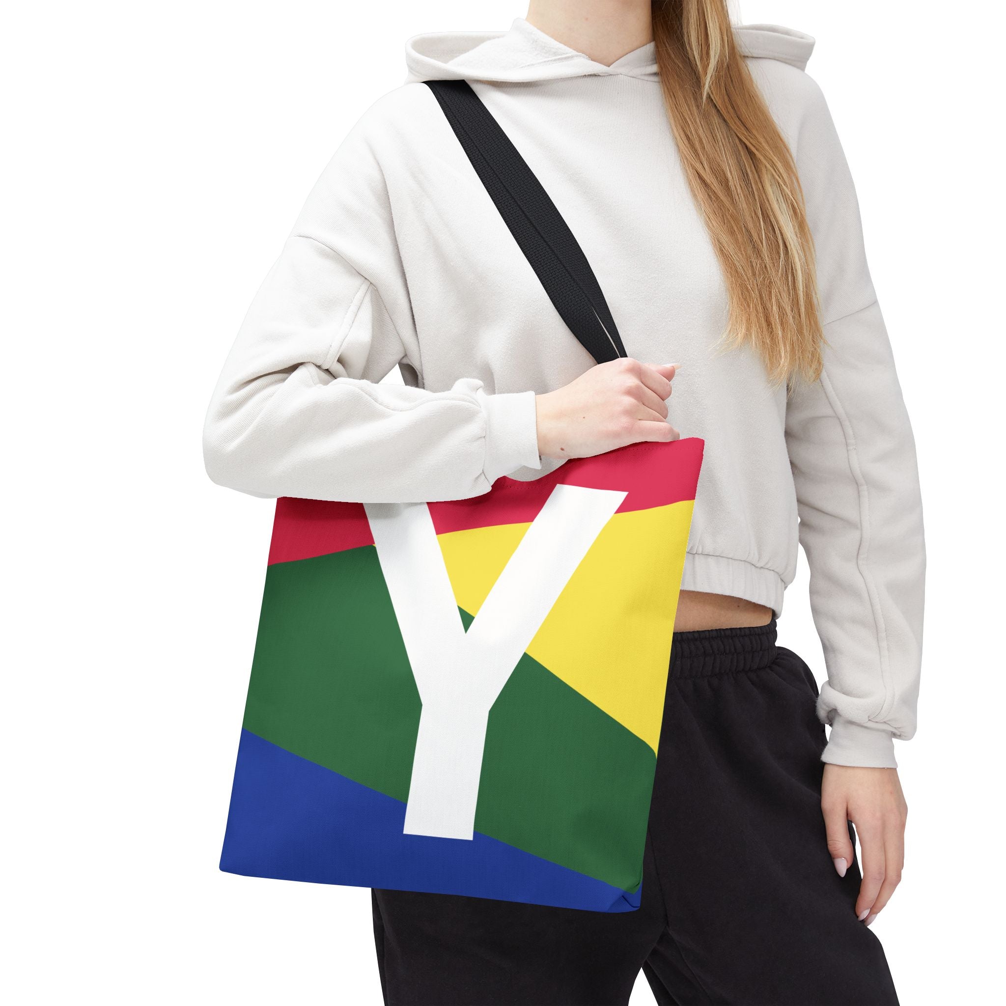 Monogram 'Y' Colorblock Tote Bag — Personalized Initial Y Shoulder Tote
