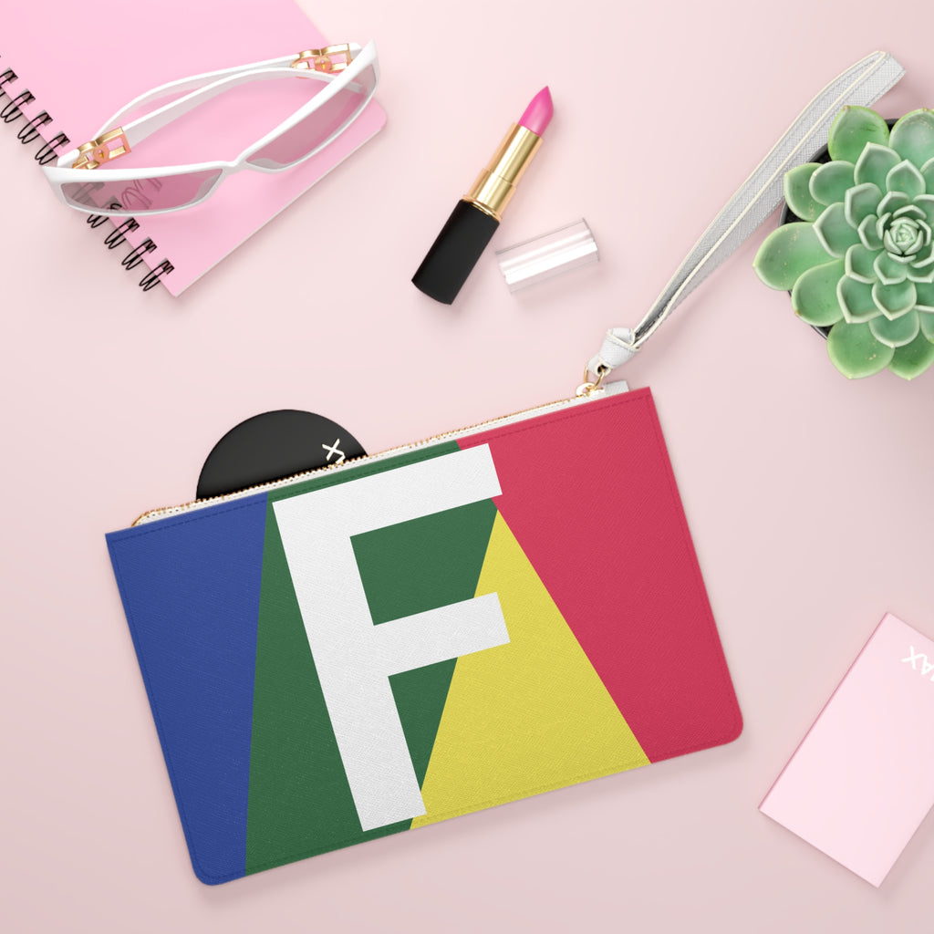 Monogram 'F' Colorblock Clutch Bag — Bold Geometric Wristlet for Everyday & Gifts