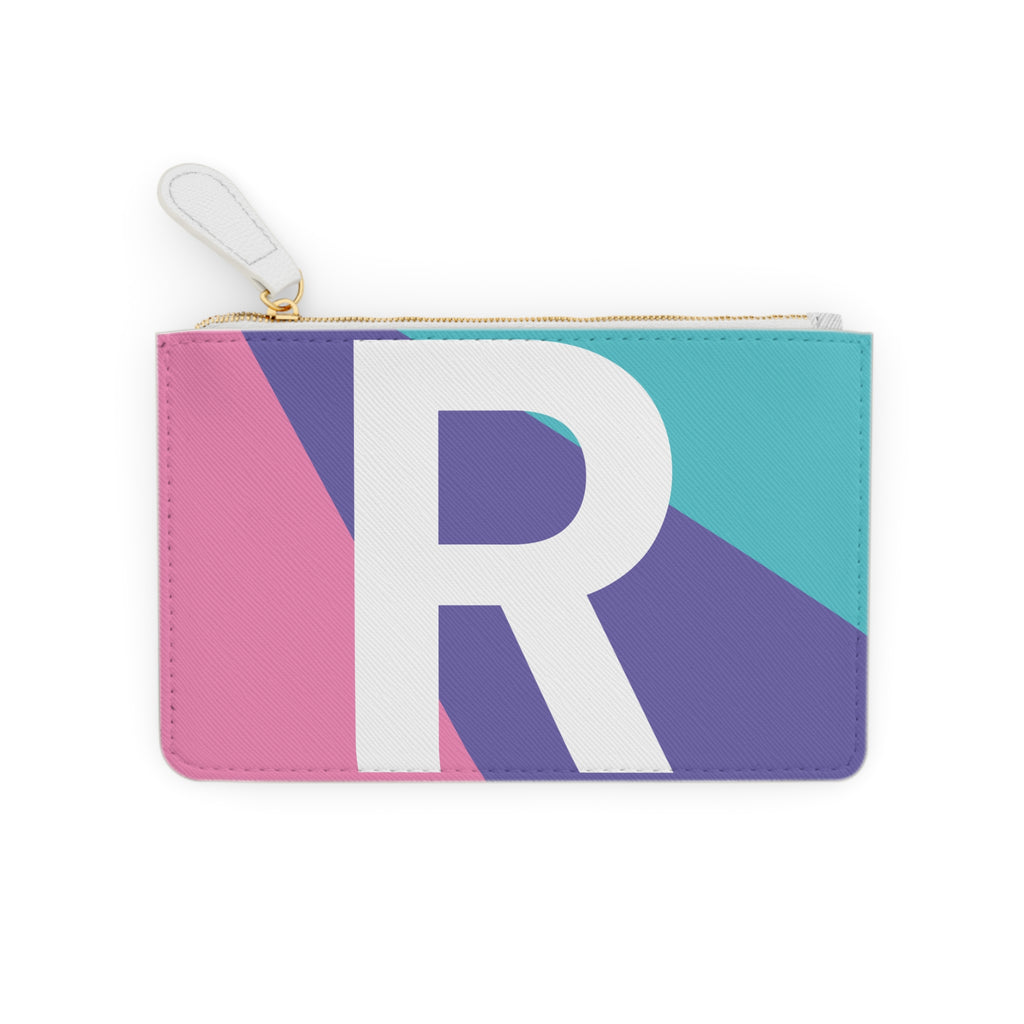 Initial R Mini Clutch — Colorblock Monogram Wristlet Wallet