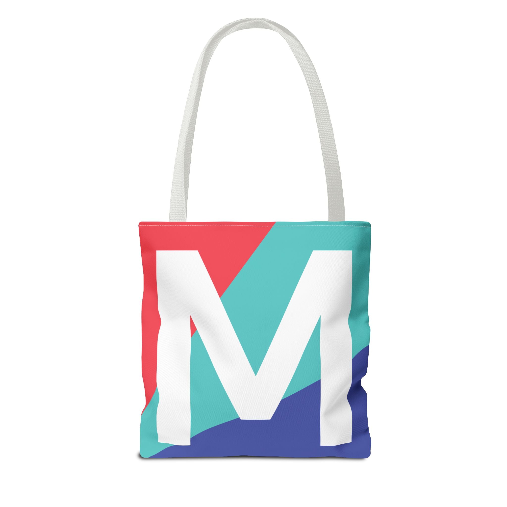 Monogram 'M' Colorblock Tote Bag — Personalized Initial M Shoulder Tote
